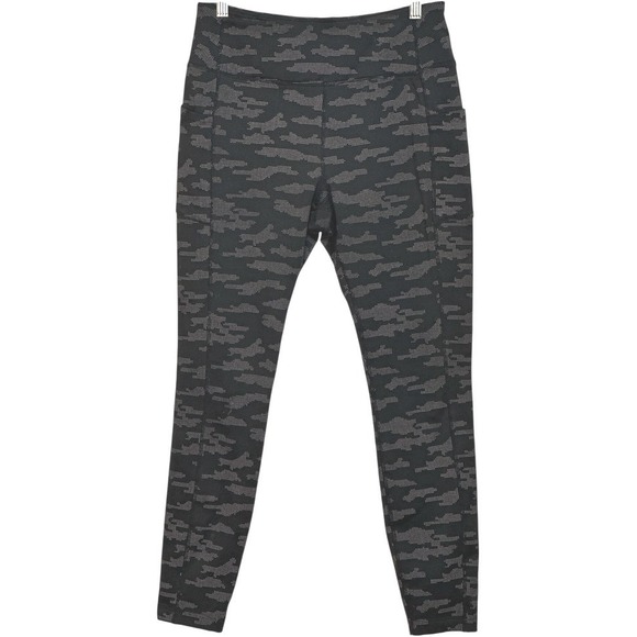 Avia Pants - AVIA Womens Leggings Fleece Lined Black Camouflage Pockets Performance Workout M
